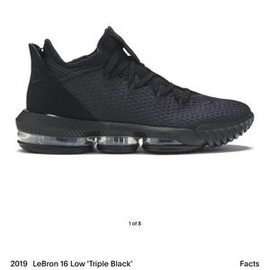 2019 LeBron 16 Low 'Triple Black mens size 10.5 EUC